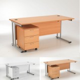 Lite Rectangular Desk and 3 Drawer Pedestal 